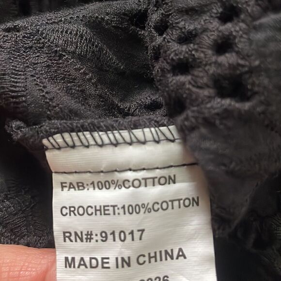 Urban Outfitters L’affaire Black Floral Eyelet Designed Top (Size: Small) - Picture 11 of 15